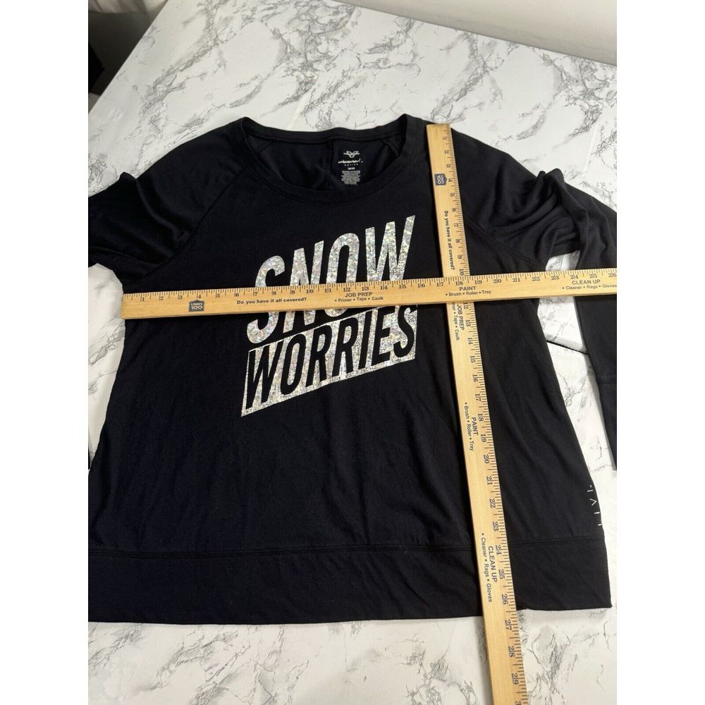 Livi Active Womens Black Long Sleeve Snow Worries Shirt‎ Size 18 20 - Picture 6 of 10